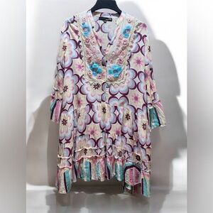 Colori Di Mare Tunic Embroidered Sequined Dress